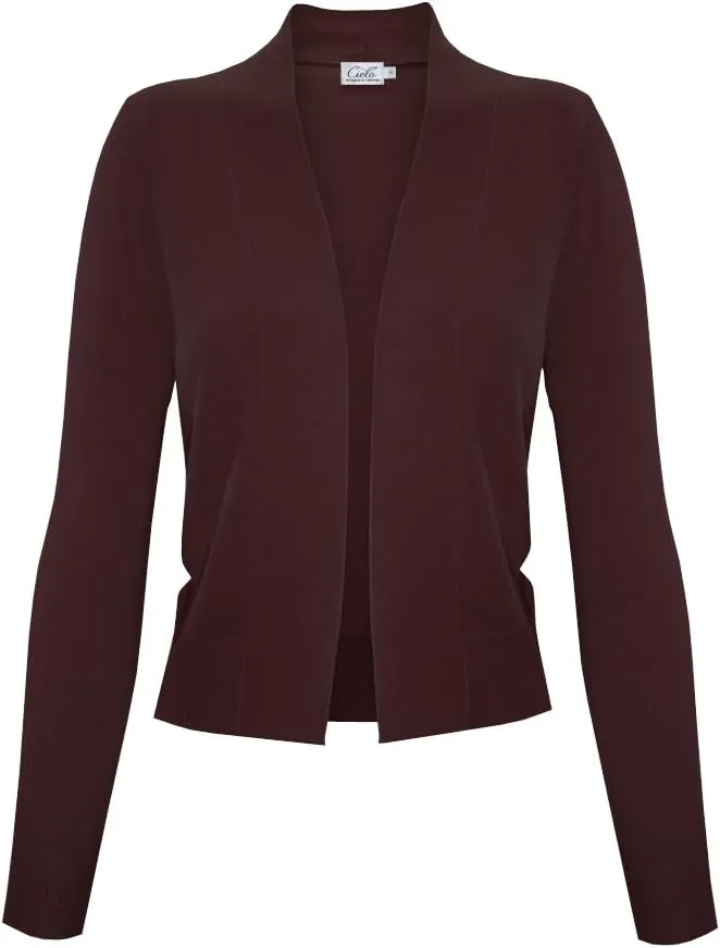 Women's Knit Cropped Sweater Bolero Cardigan Three Quarter Sleeve - Full Sleeve