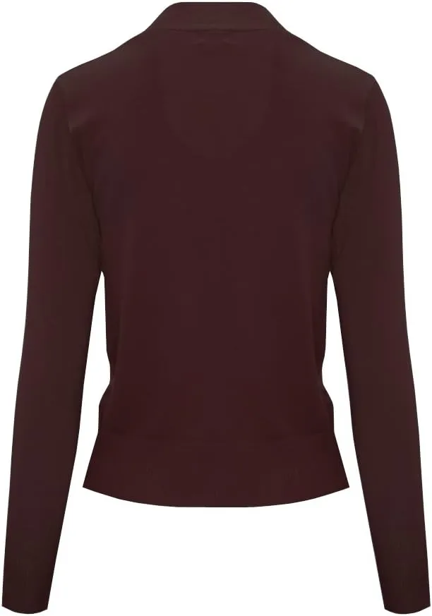 Women's Knit Cropped Sweater Bolero Cardigan Three Quarter Sleeve - Full Sleeve