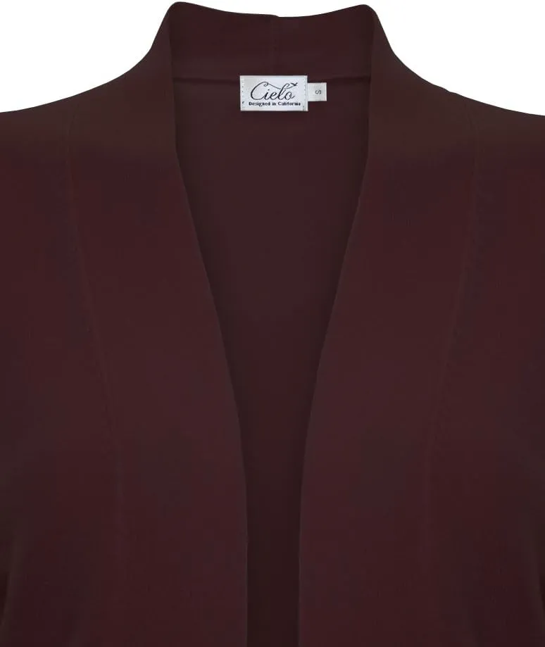 Women's Knit Cropped Sweater Bolero Cardigan Three Quarter Sleeve - Full Sleeve