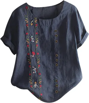 Womens Linen Shirt Oversized Linen Beach Shirt Short Sleeve Summer Tops for Women 2025