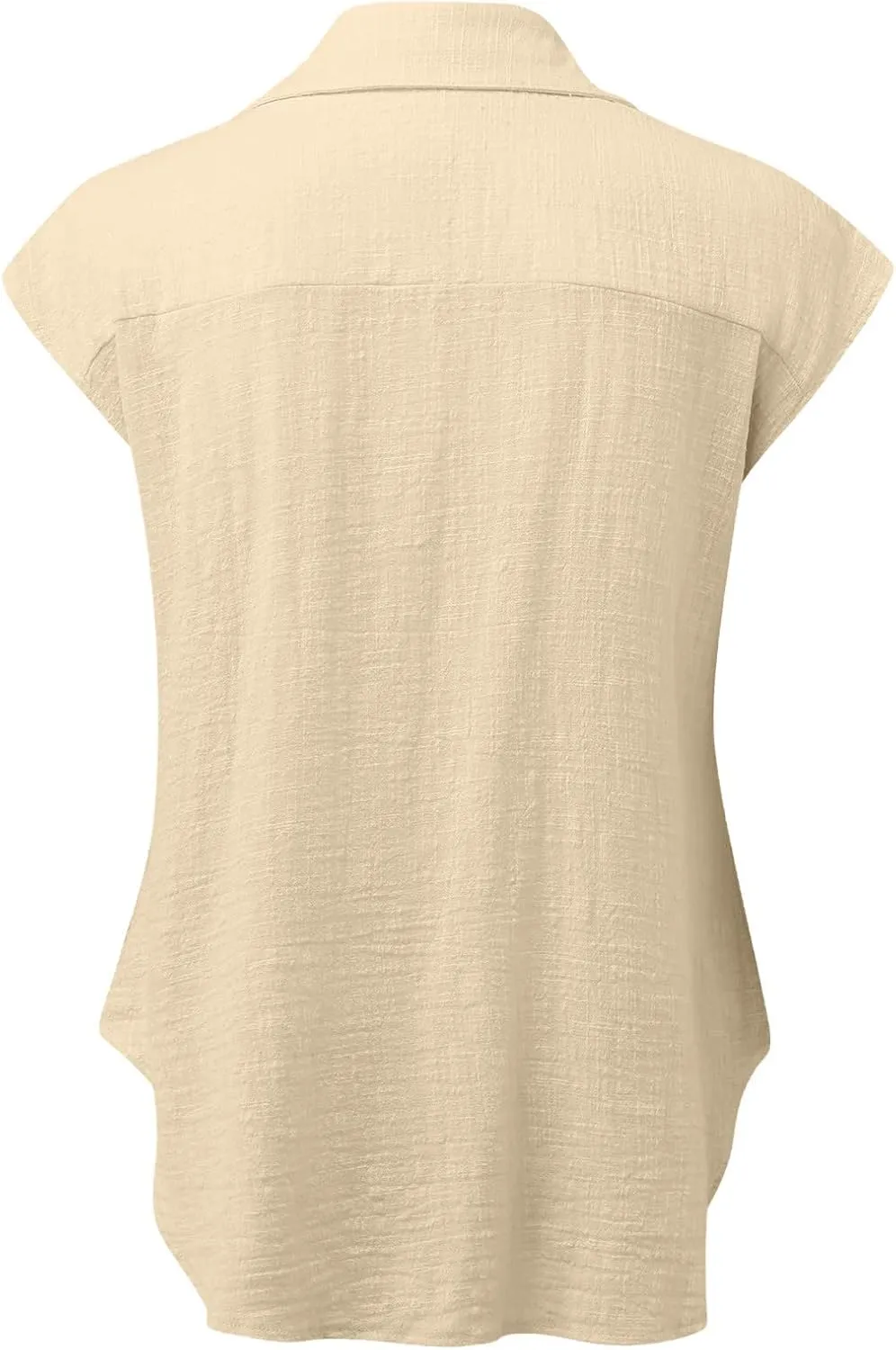 Womens Linen Tops Cap Sleeve Button Down Shirt Gauze Linen Shirt Casual Loose Fit Work Blouses Solid Linen Shirt Tops