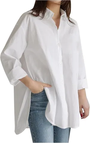 Women's Linen Tops Shirts for Women Dressy Casual Short Sleeve Black Shirt Womens Dressy Long Sleeve