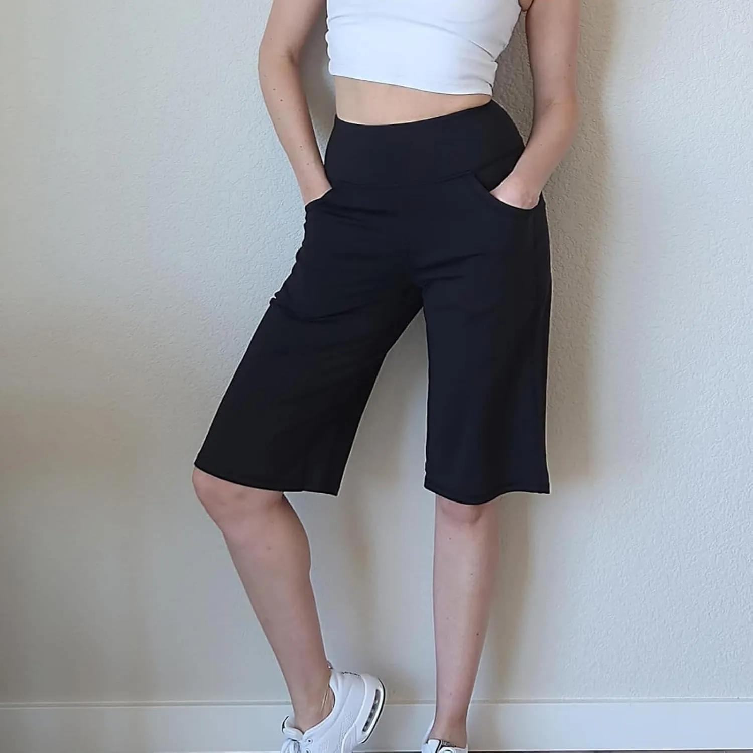 Womens Pants Elastic Waist Summer Petite Short Capris Loose Cargo Capri Pants for Women Stretch Linen Cotton