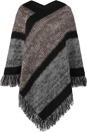 Womens Plaid Poncho Cape Winter Warm Coat Faux Fur Trim Shawl Cloak Elegant Pullover Shawls Cape Layers