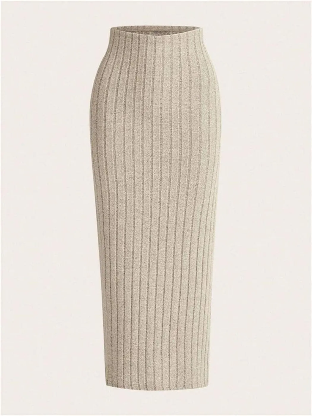Women's Ribbed Knit Pencil Skirt High Waist Autumn Spring Slim Fit Long Length Solid Color Casual Streetwear Skirt