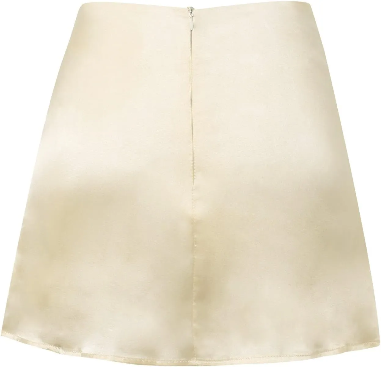 Women's Satin Mini Skirts High Waisted Silk Skirts Trendy A-Line Zipper Solid Color Short Skirt Casual