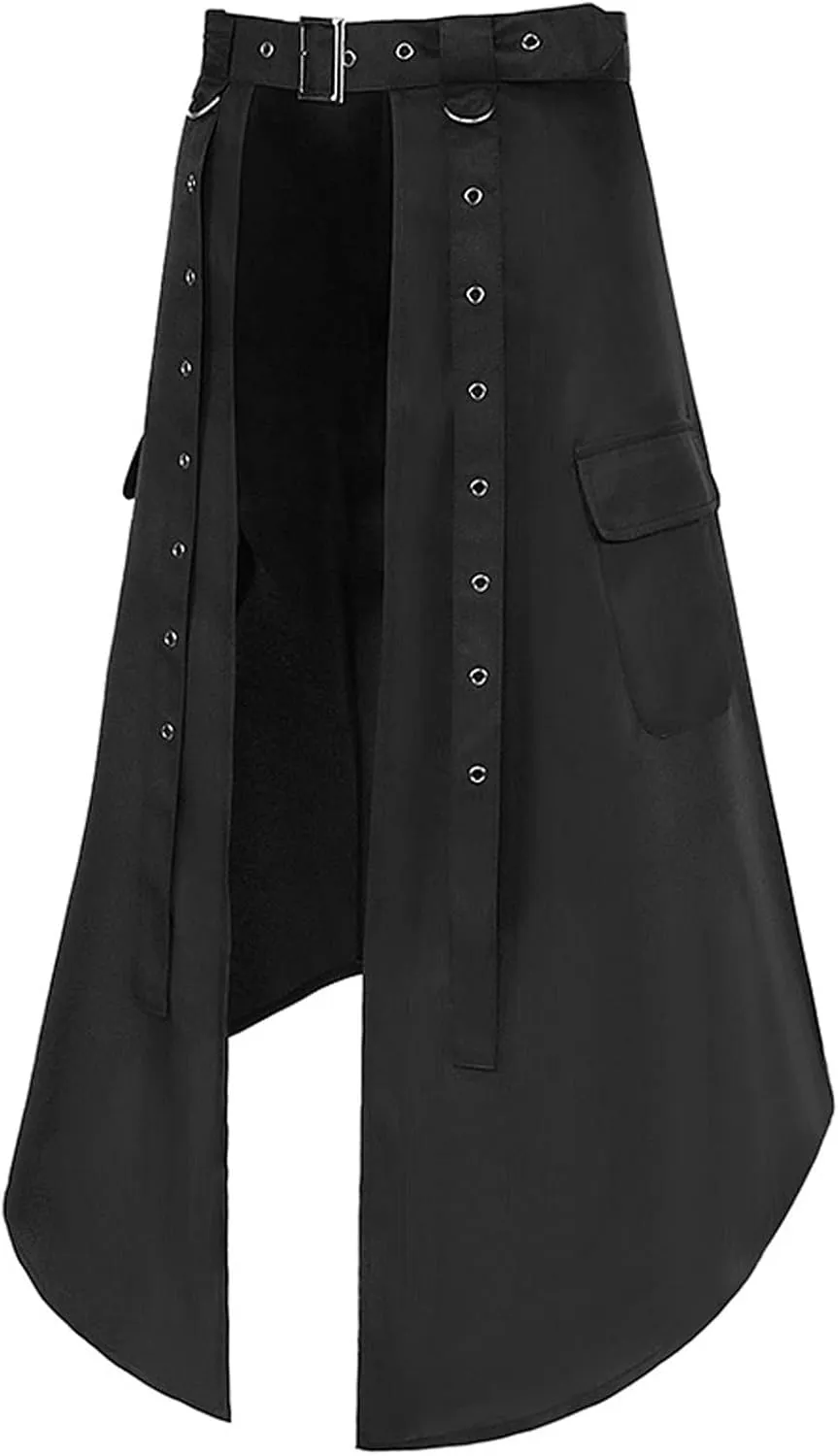 Womens Skirts Medieval Cosplay Punk Maxi Skirt Gothic Sexy Chain Matching Goth Skirts Steampunk Skirt