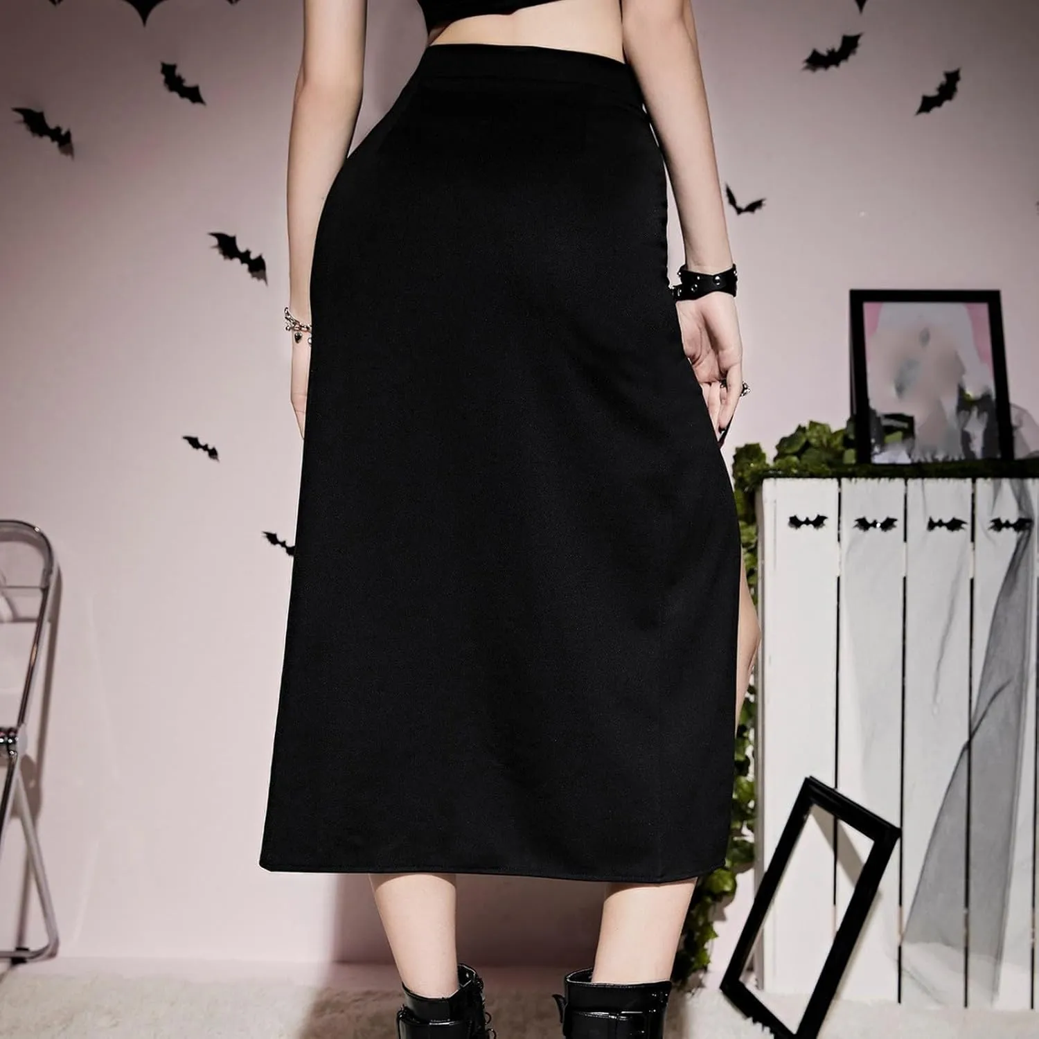 Womens Skirts Medieval Cosplay Punk Maxi Skirt Gothic Sexy Chain Matching Goth Skirts Steampunk Skirt