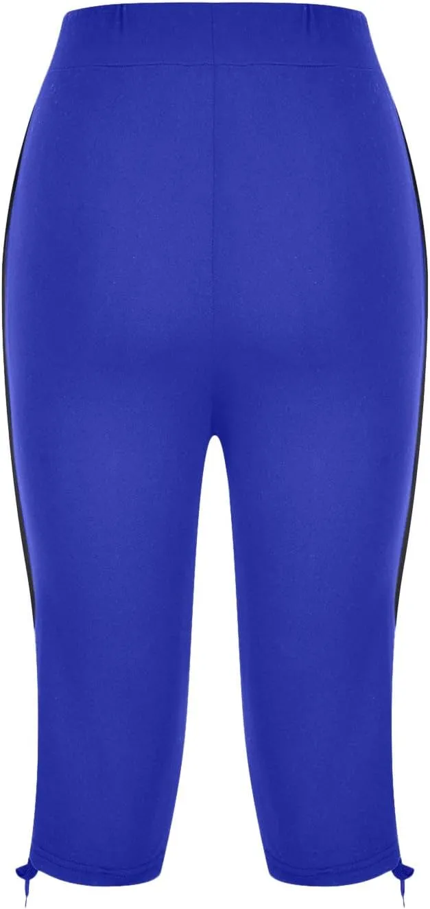 Womens Solid Color Drawstring Pants Summer Mid Waist Pants Soft Comfy Yoga Pants Plus Size Lightweight Capr Pants