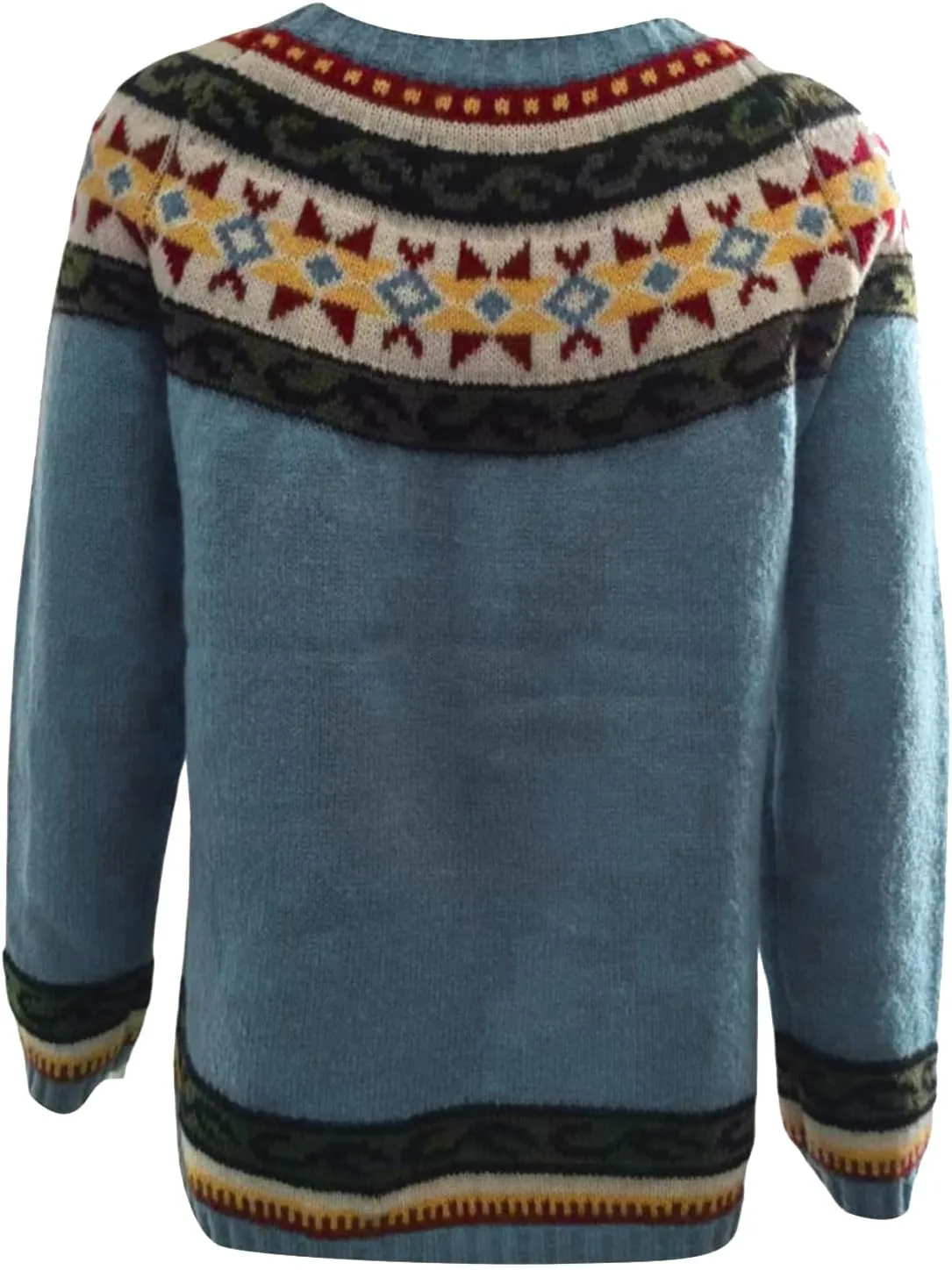 Womens Sweaters Fair Isle Knit Sweater Retro Crewneck Sweater Long Sleeve Warm Pullover Oversized Casual Sweater