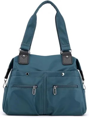 Women's Tote Bag Multi Pocket Water resistant Nylon Handbag Purse Casual Travel Shoulder Bag Hobo Bag
