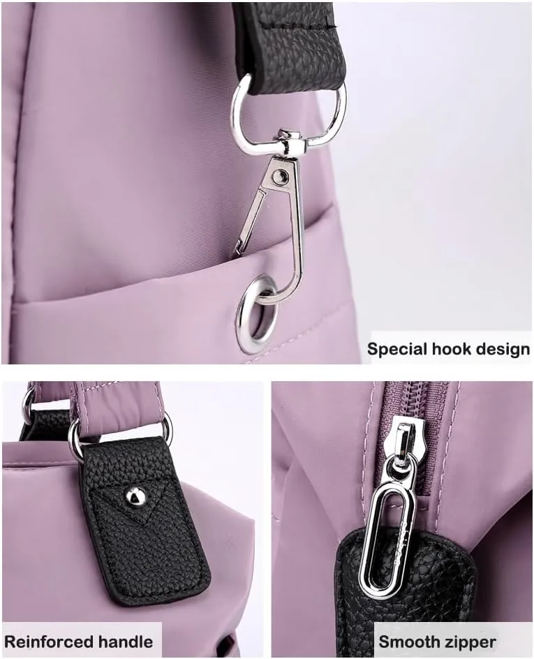 Women's Tote Bag Multi Pocket Water resistant Nylon Handbag Purse Casual Travel Shoulder Bag Hobo Bag