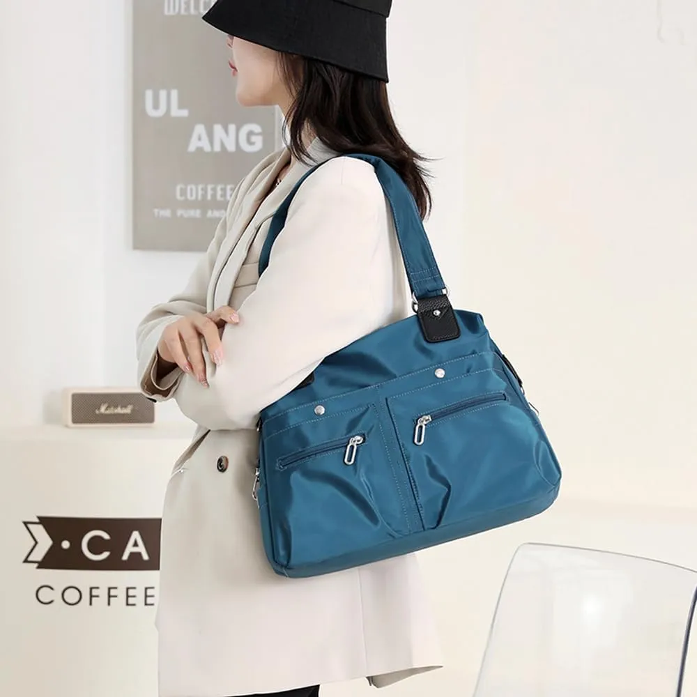 Women's Tote Bag Multi Pocket Water resistant Nylon Handbag Purse Casual Travel Shoulder Bag Hobo Bag