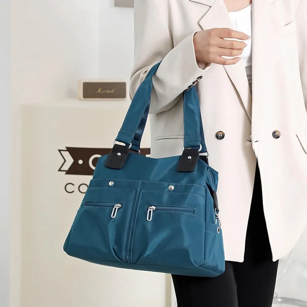 Women's Tote Bag Multi Pocket Water resistant Nylon Handbag Purse Casual Travel Shoulder Bag Hobo Bag