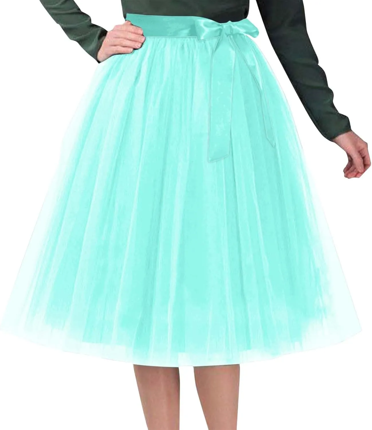 Women's Tutu Skirts,2025 Adult Lolita Midi Skirt Casual Waisted Bow Tie Fairy Skirt A-line Tulle Skirt Petticoat Skirt