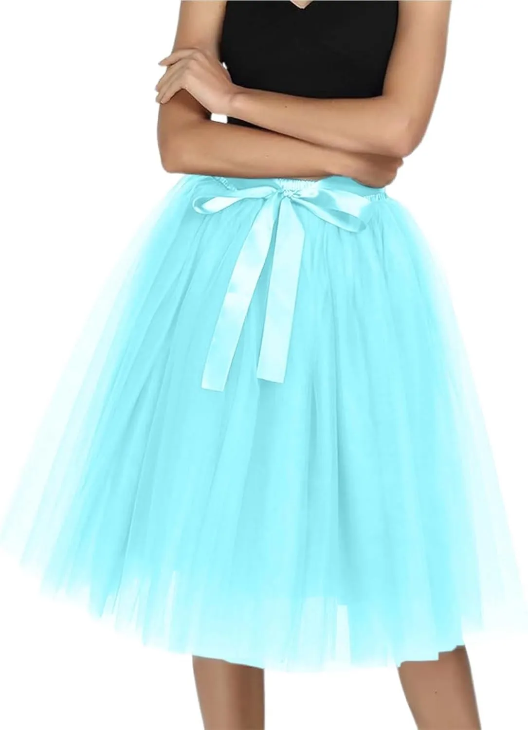 Women's Tutu Skirts,2025 Adult Lolita Midi Skirt Casual Waisted Bow Tie Fairy Skirt A-line Tulle Skirt Petticoat Skirt