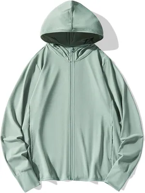 Womens UPF 50  UV Protection Hoodie Jacket Lightweight Long Sleeve Zip Up Sun Shirt with Pockets for Hiking Unisex