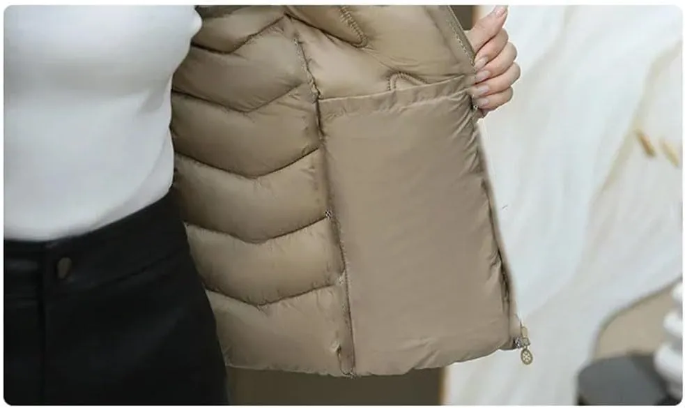 Women's Waistcoat Vest Padded Sleeveless Jacket Winter Warm Cotton Padded Puffer Vest Tops Outwear Hooded Coats