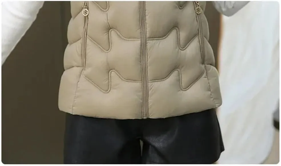 Women's Waistcoat Vest Padded Sleeveless Jacket Winter Warm Cotton Padded Puffer Vest Tops Outwear Hooded Coats