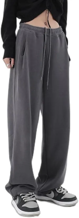 Womens Wide Leg Sweatpants Casual Loose Yoga Pants Comfy Lounge Joggers Baggy Sweatpants Pockets