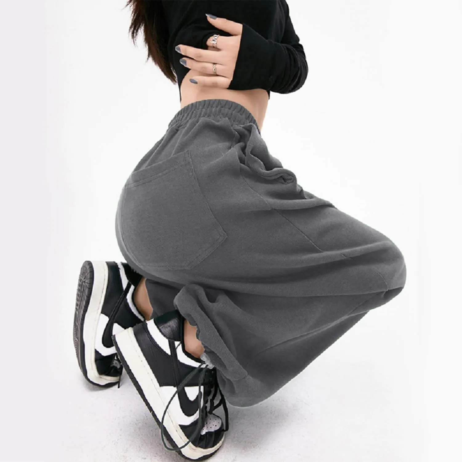 Womens Wide Leg Sweatpants Casual Loose Yoga Pants Comfy Lounge Joggers Baggy Sweatpants Pockets