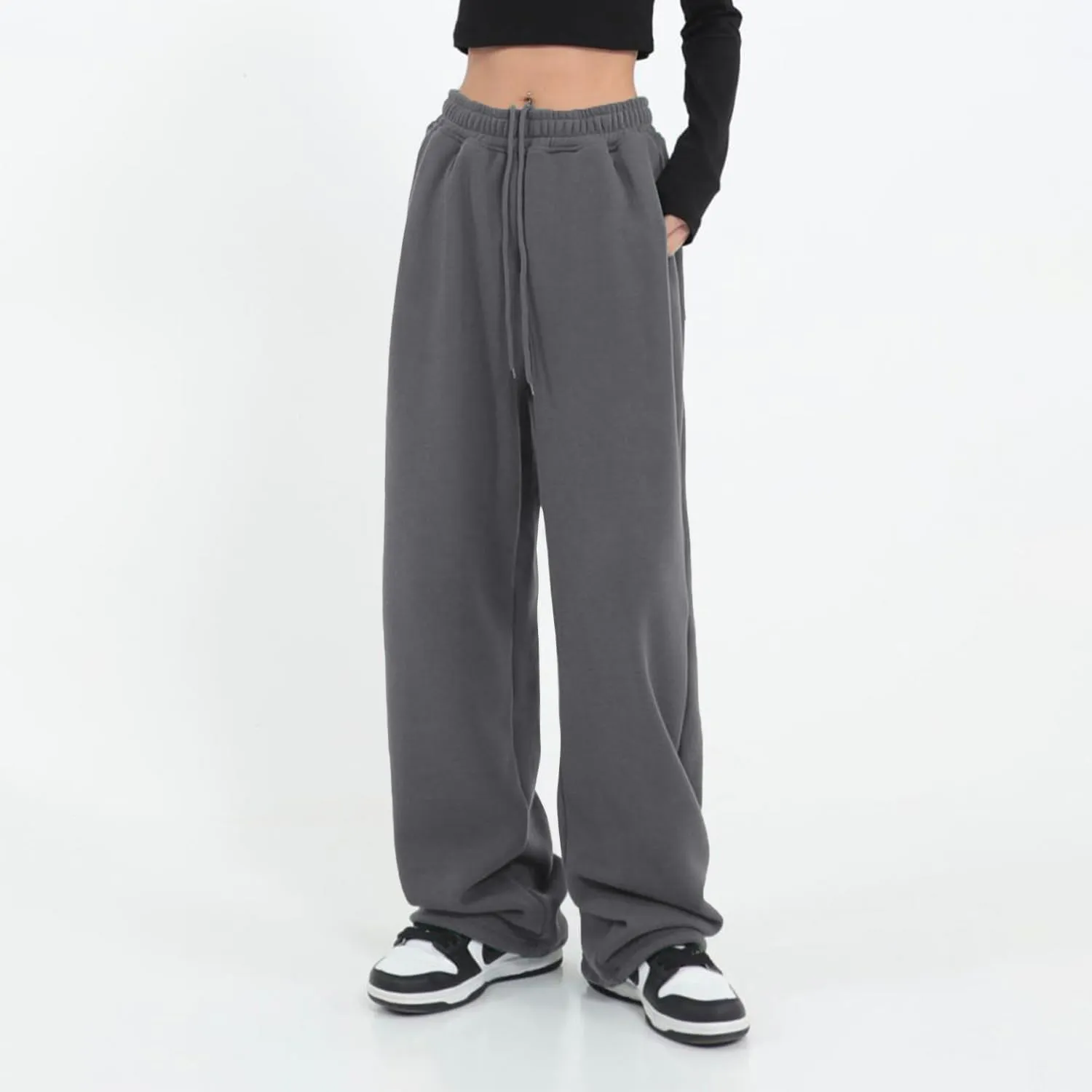 Womens Wide Leg Sweatpants Casual Loose Yoga Pants Comfy Lounge Joggers Baggy Sweatpants Pockets