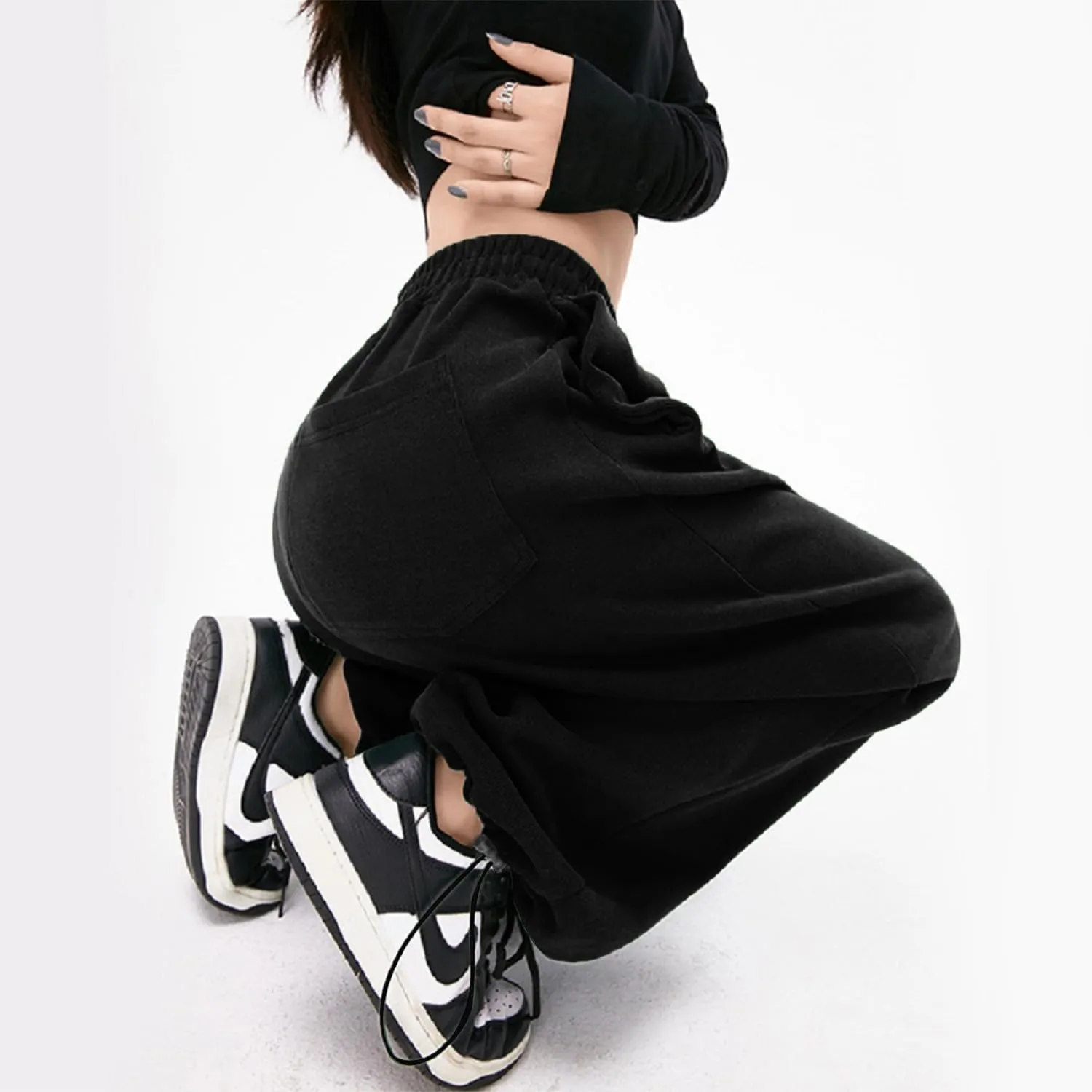 Womens Wide Leg Sweatpants Casual Loose Yoga Pants Comfy Lounge Joggers Baggy Sweatpants Pockets