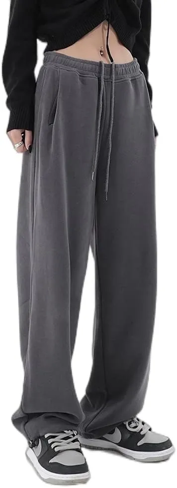 Womens Wide Leg Sweatpants Casual Loose Yoga Pants Comfy Lounge Joggers Baggy Sweatpants Pockets