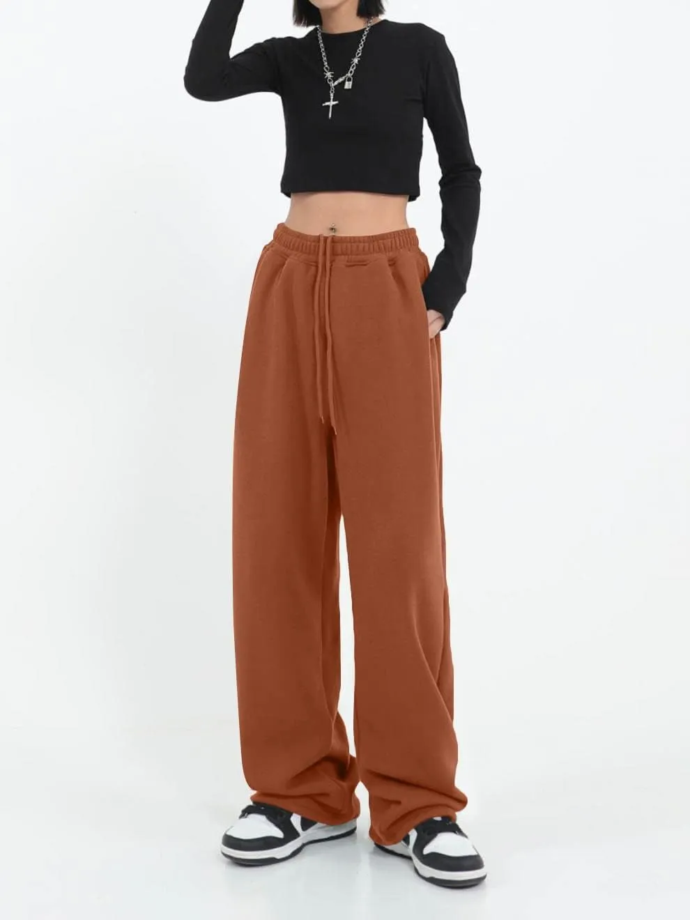 Womens Wide Leg Sweatpants Casual Loose Yoga Pants Comfy Lounge Joggers Baggy Sweatpants Pockets