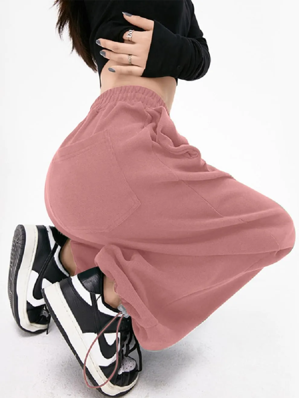 Womens Wide Leg Sweatpants Casual Loose Yoga Pants Comfy Lounge Joggers Baggy Sweatpants Pockets