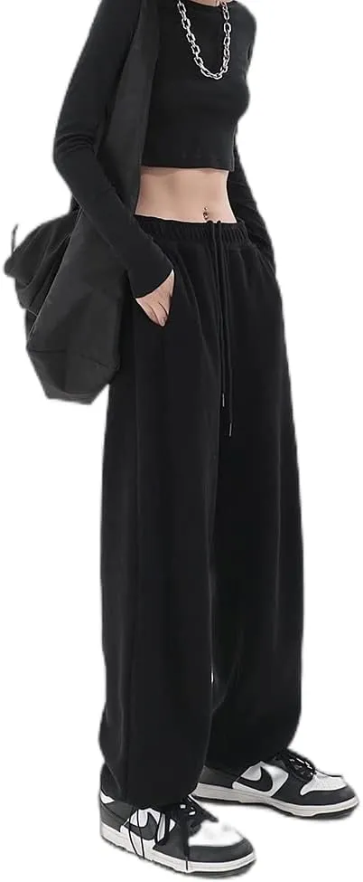 Womens Wide Leg Sweatpants Casual Loose Yoga Pants Comfy Lounge Joggers Baggy Sweatpants Pockets