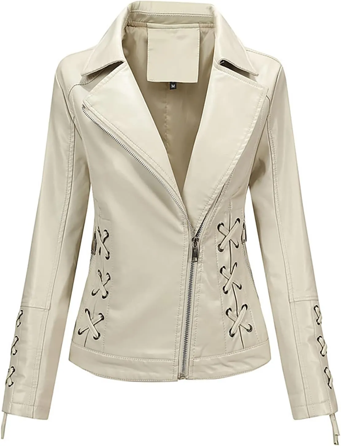 Women's Winter Faux Leather Jacket Ladies Open Front Lapel Draped Outwear Cardigan Solid Blazer Thickened Coat