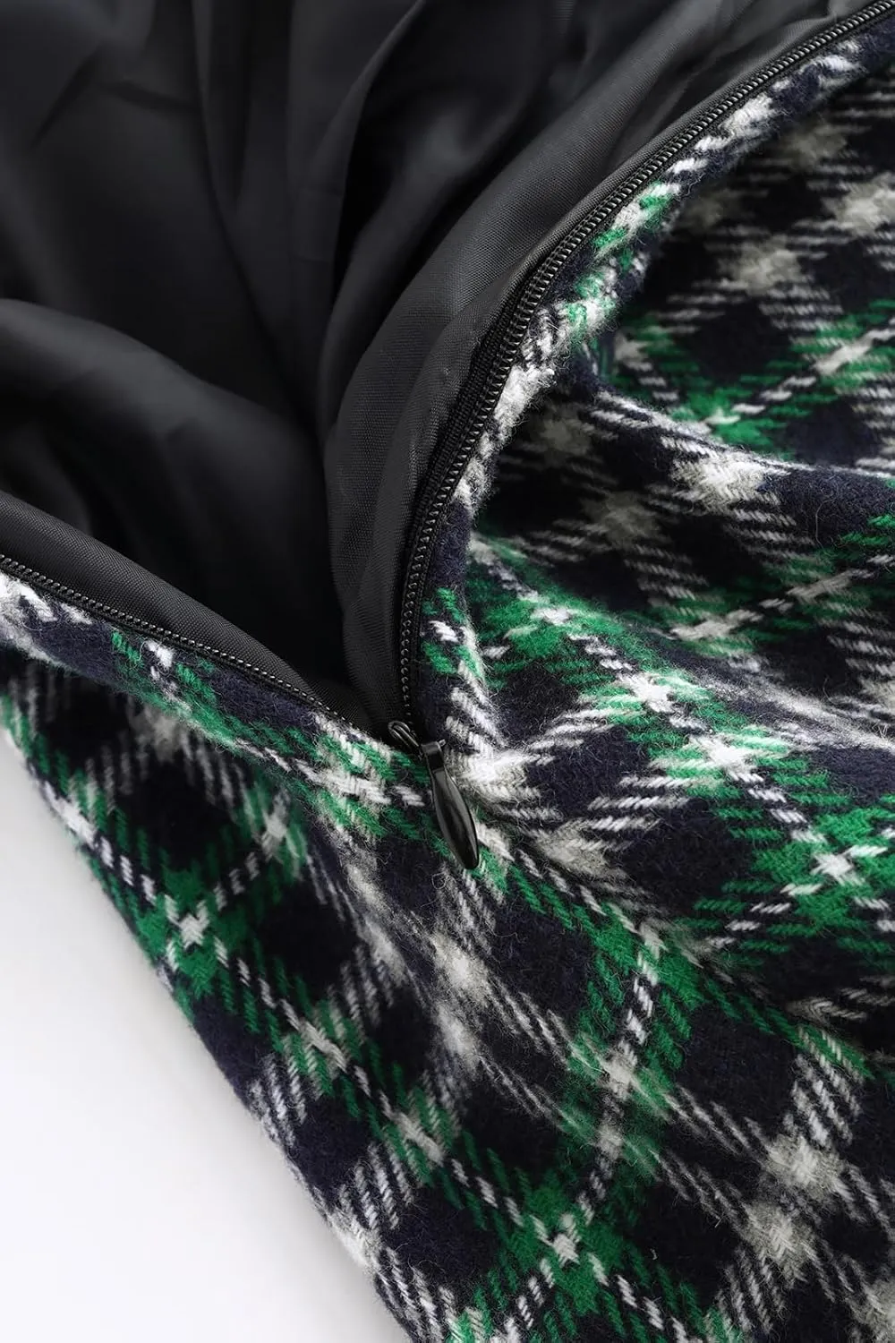 Women's Winter High Waist Plaid Long Skirt Slim A-line Elegant Midi Skirt with Pocket