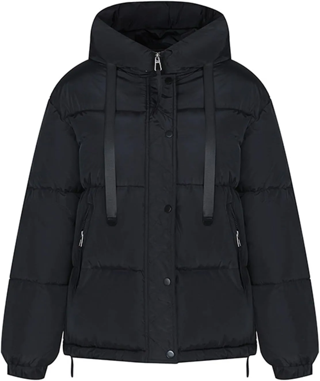 Women's Winter Oversized Puffer Jacket Longline Hoodie Zippered Mock Neck Outwear Coats Quilted Warm Padded down Coat
