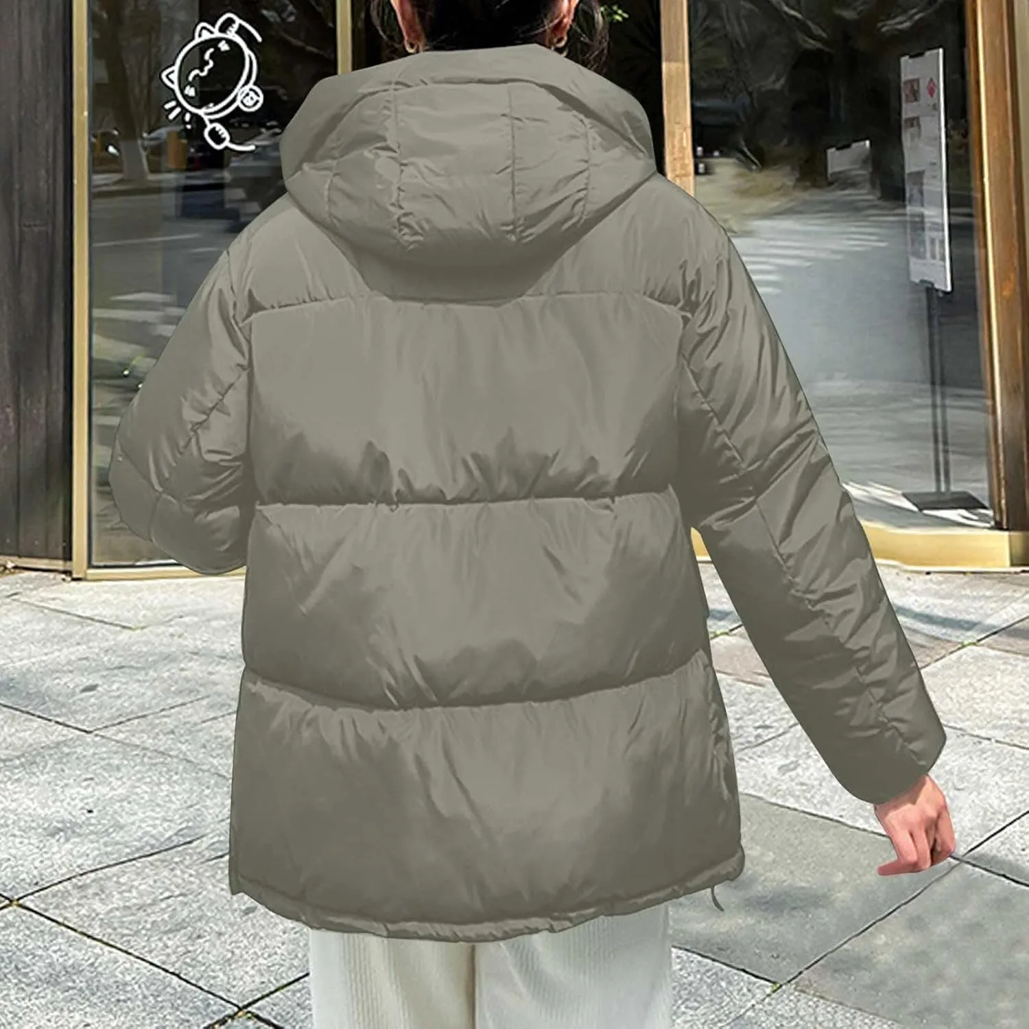 Women's Winter Oversized Puffer Jacket Longline Hoodie Zippered Mock Neck Outwear Coats Quilted Warm Padded down Coat