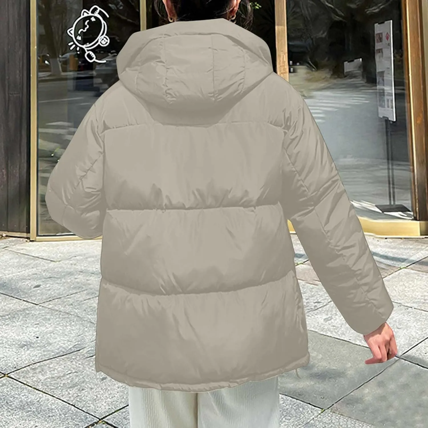 Women's Winter Oversized Puffer Jacket Longline Hoodie Zippered Mock Neck Outwear Coats Quilted Warm Padded down Coat