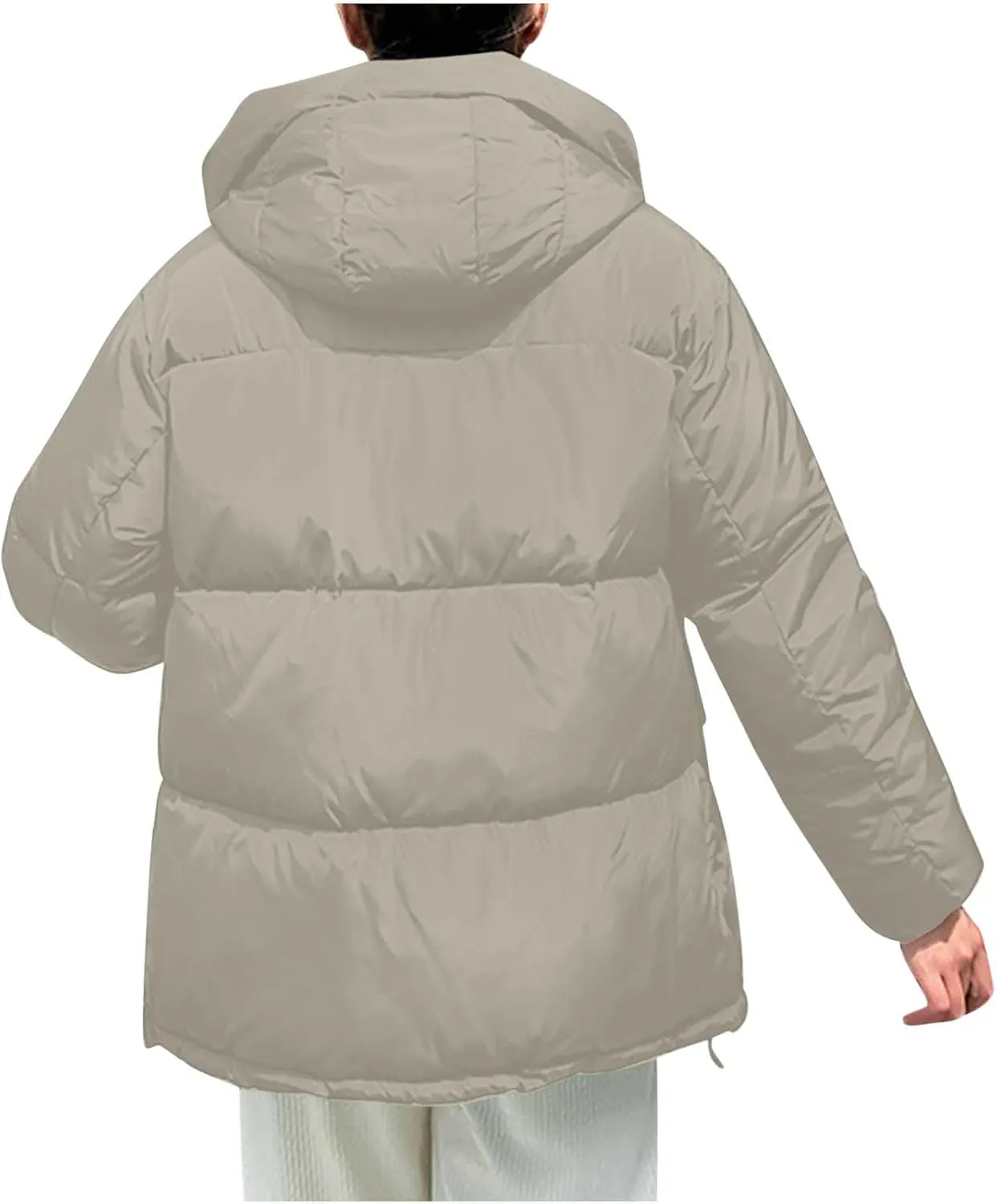 Women's Winter Oversized Puffer Jacket Longline Hoodie Zippered Mock Neck Outwear Coats Quilted Warm Padded down Coat