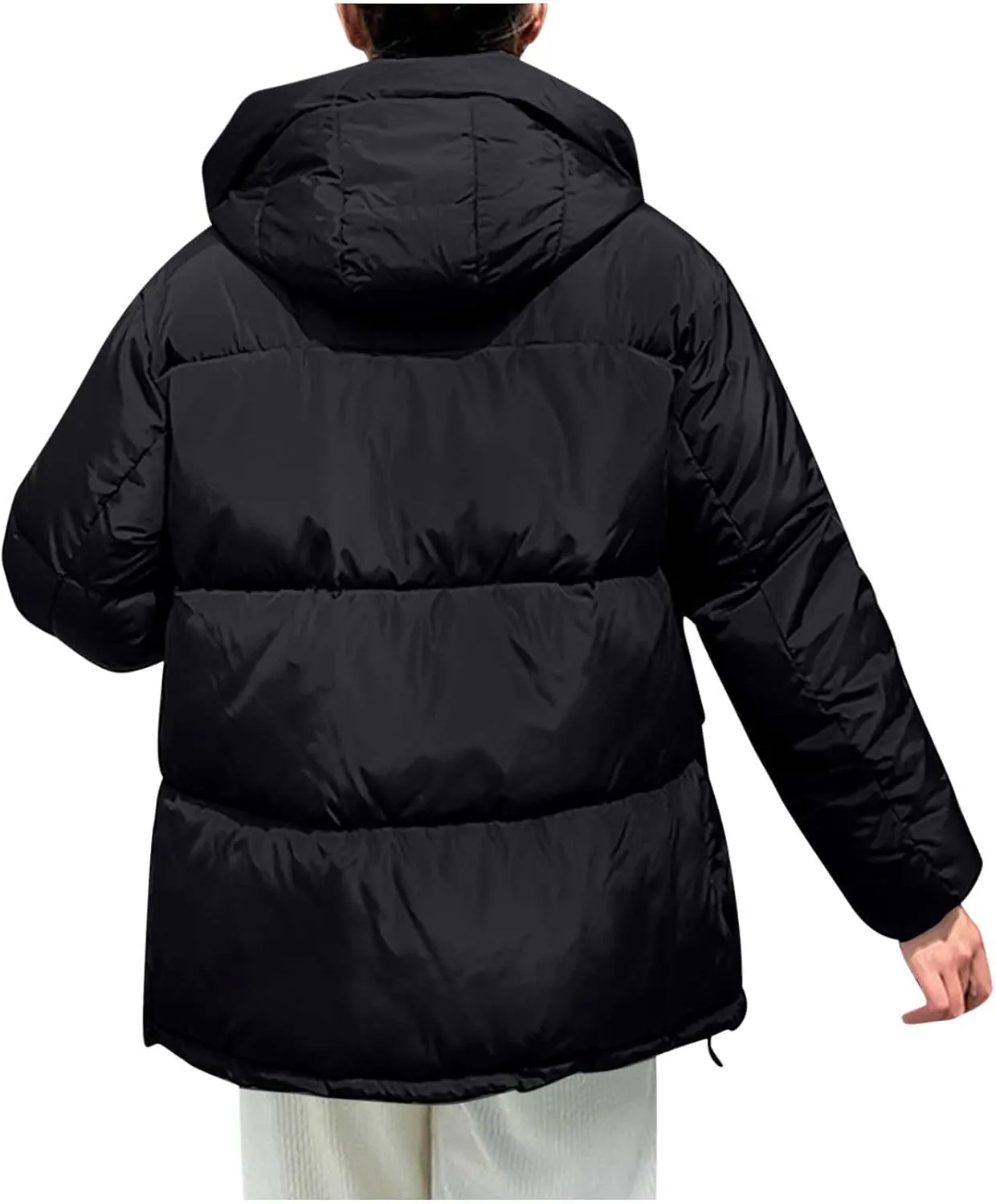 Women's Winter Oversized Puffer Jacket Longline Hoodie Zippered Mock Neck Outwear Coats Quilted Warm Padded down Coat