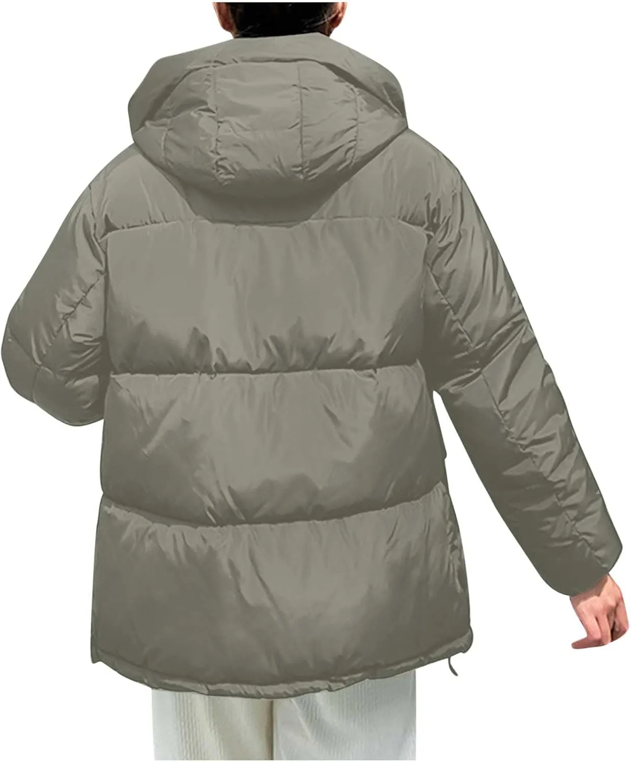 Women's Winter Oversized Puffer Jacket Longline Hoodie Zippered Mock Neck Outwear Coats Quilted Warm Padded down Coat