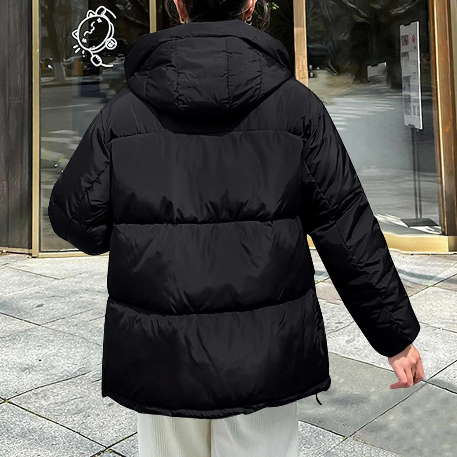 Women's Winter Oversized Puffer Jacket Longline Hoodie Zippered Mock Neck Outwear Coats Quilted Warm Padded down Coat