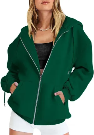 Womens Zip Up Hoodies Long Sleeve Sweatshirts Fall Outfits Oversized Sweaters Casual Fashion Y2K Jackets