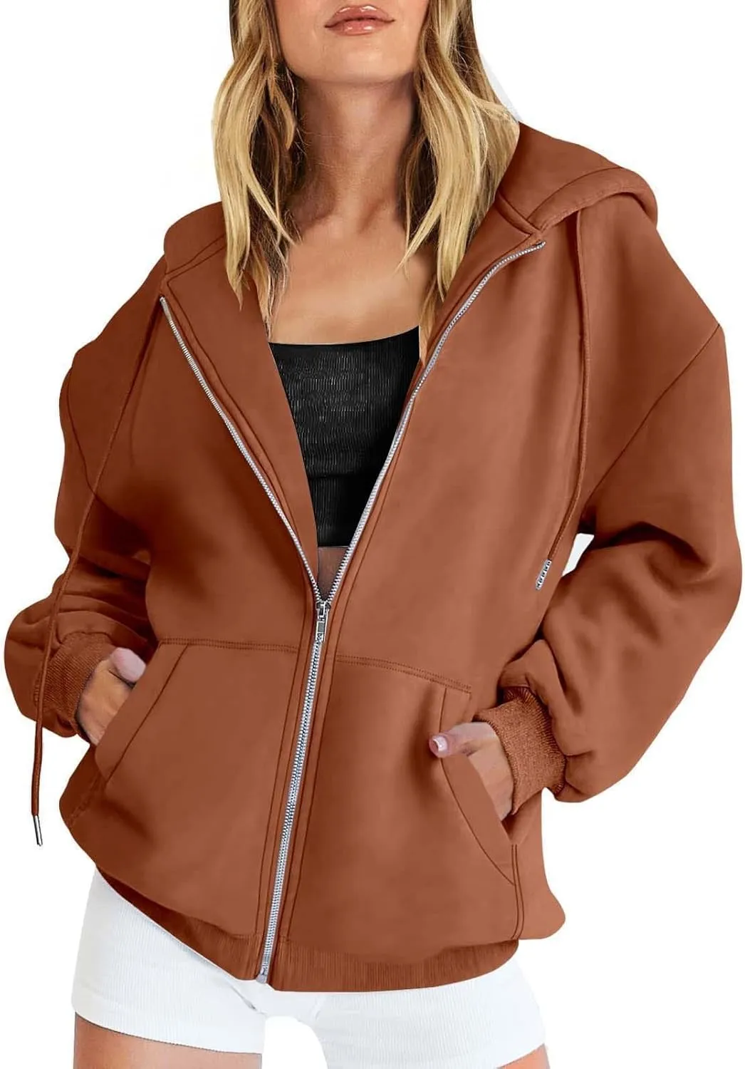 Womens Zip Up Hoodies Long Sleeve Sweatshirts Fall Outfits Oversized Sweaters Casual Fashion Y2K Jackets