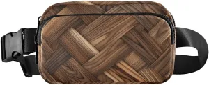 Wood Texture Fanny Pack Water Resistant, Women Men Waist Pack Sling Bag Purse for Travel Hiking