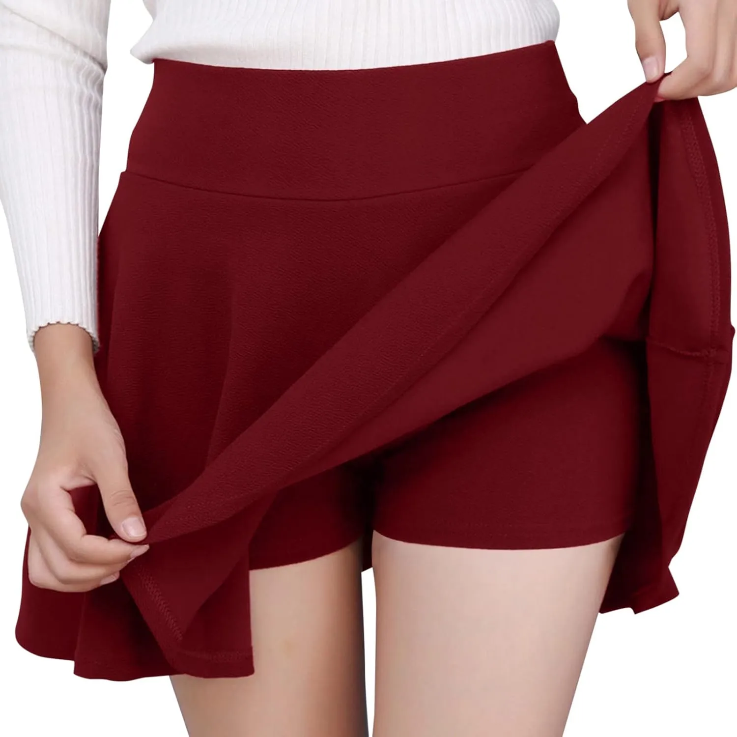 Workout Skirt Women Fashion Casual Short Style Solid Half Skirt Glare Sun Skirt Pleated Skirt Long Sweater Skirt