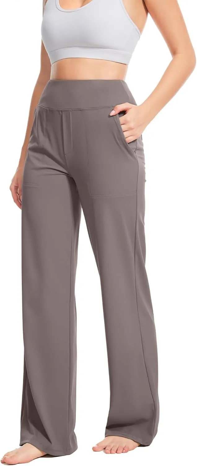 Yoga Pants Women Wide Leg Pants High Waist Stretch Dress Casual Sweatpants Lounge Pants with Pockets