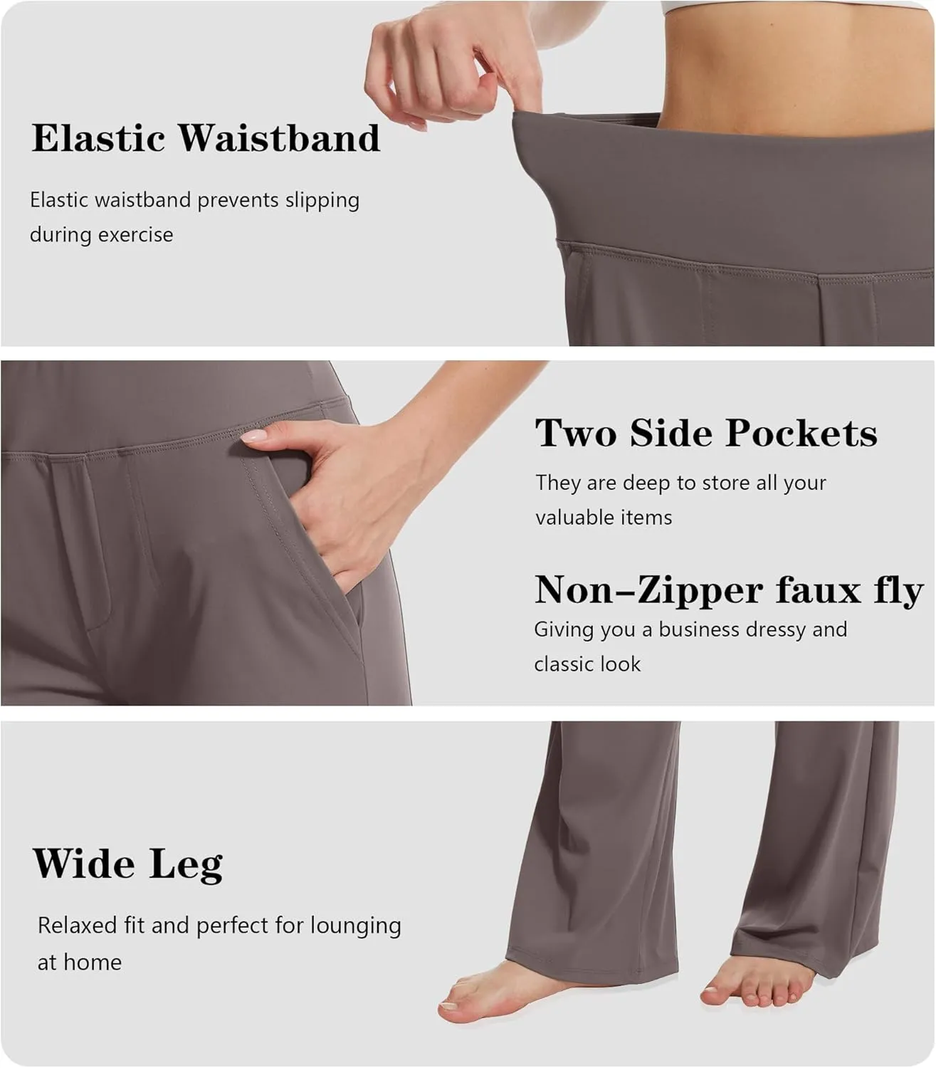 Yoga Pants Women Wide Leg Pants High Waist Stretch Dress Casual Sweatpants Lounge Pants with Pockets