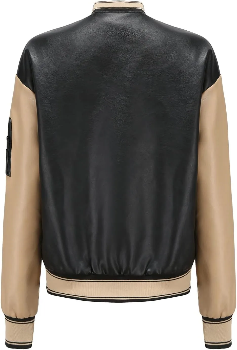 ZBH1985 Women's Leather Casual Baseball Uniform Jacket Coat Varsity Jacket ladies Bomber Jacket