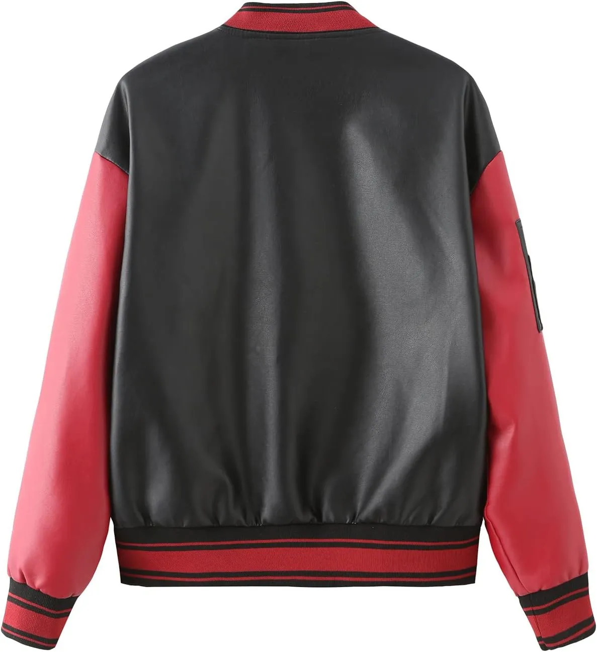 ZBH1985 Women's Leather Casual Baseball Uniform Jacket Coat Varsity Jacket ladies Bomber Jacket