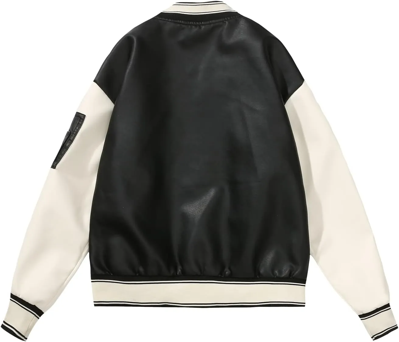 ZBH1985 Women's Leather Casual Baseball Uniform Jacket Coat Varsity Jacket ladies Bomber Jacket