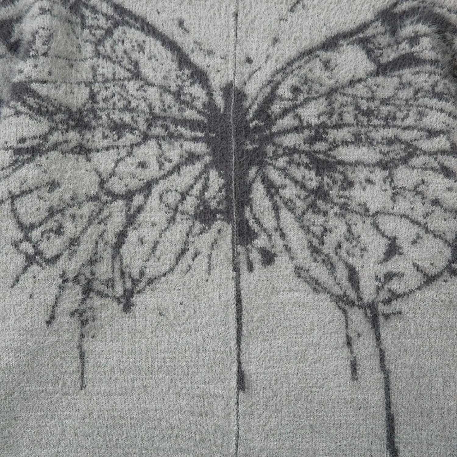 Zip Up Butterfly Print Cardigan Sweater Goth Sweater Y2k Grunge Clothes Oversized Sweater Vingate Sweater